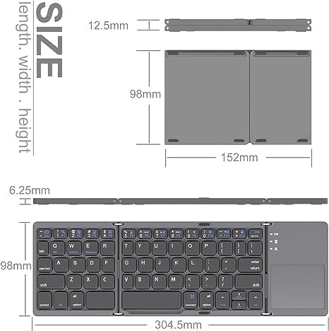 Foldable Bluetooth Keyboard with Touchpad