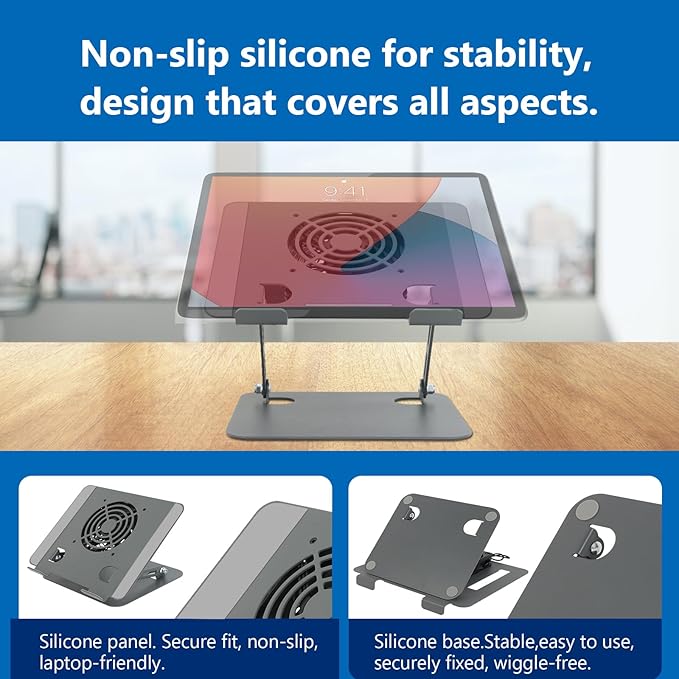 Adjustable Laptop Stand with Cooling Pad