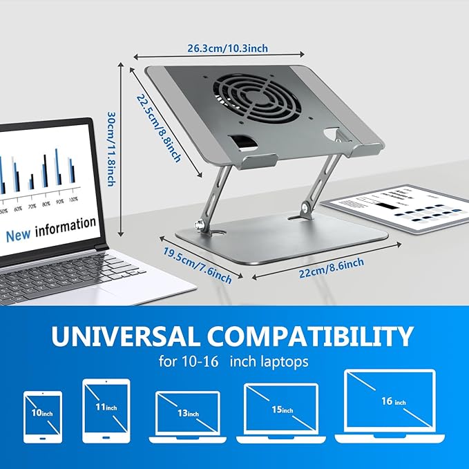 Adjustable Laptop Stand with Cooling Pad