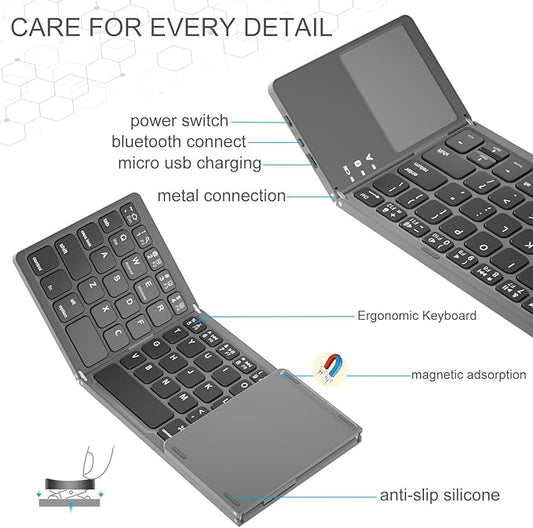 Foldable Bluetooth Keyboard with Touchpad